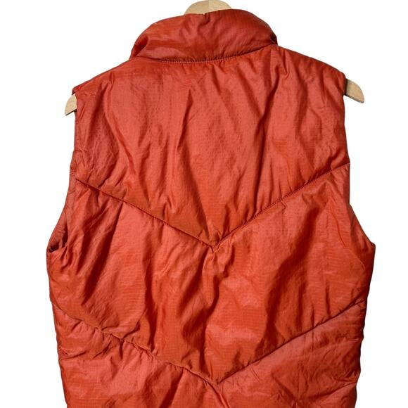The North Face Vintage Goose Down Puffer Vest Quilted Snap Up Orange Small - Picture 7 of 8